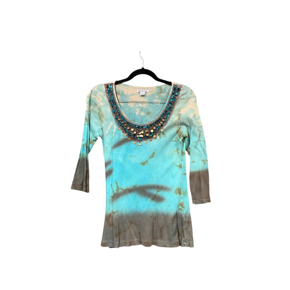 Y2K Top Women Large Studio 212 Blue 100% Cotton